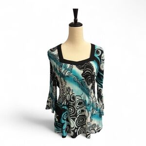 Y2k blue and black blouse